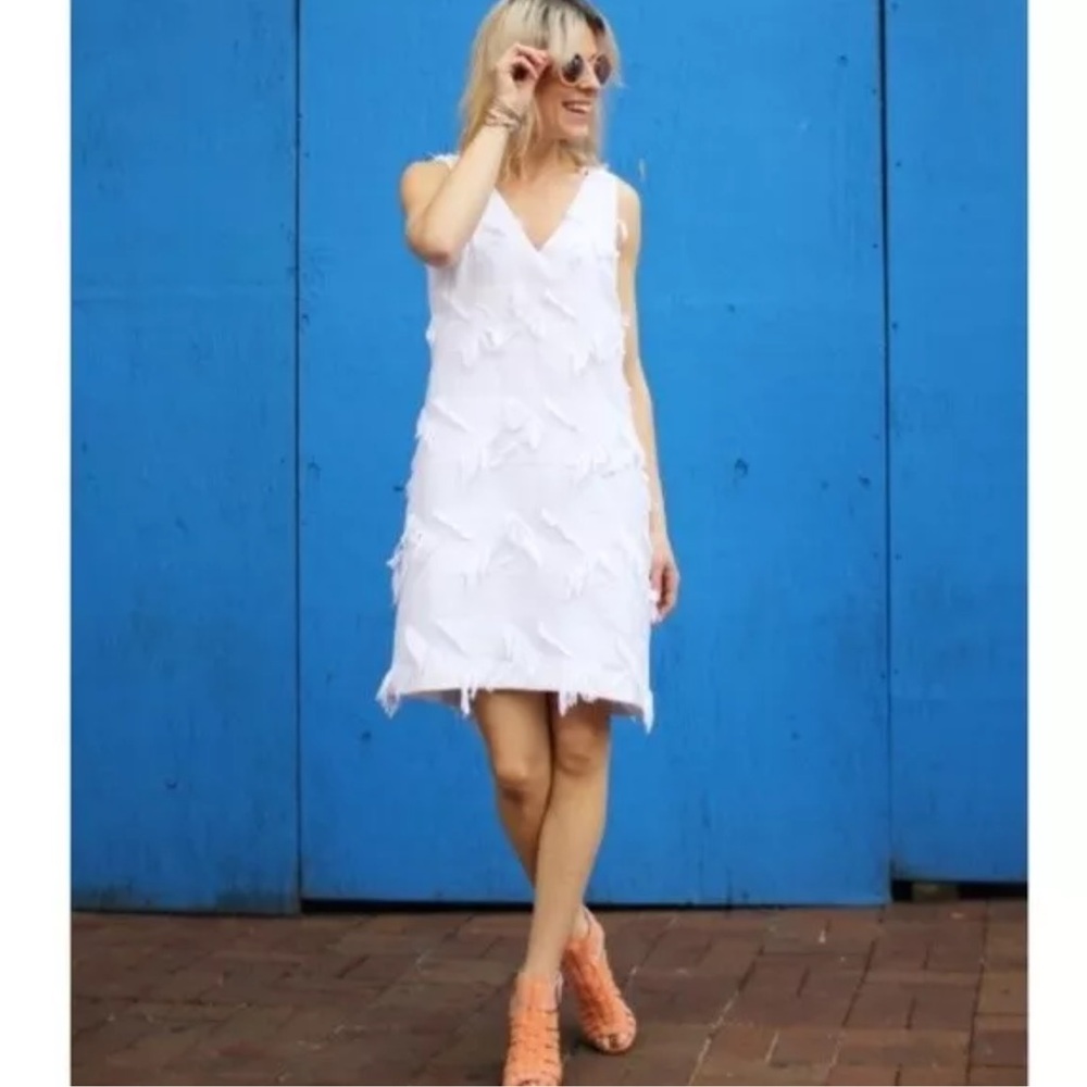 Anthropologie MAEVE ~ Size 6P ~ White Fringework Shift Dress